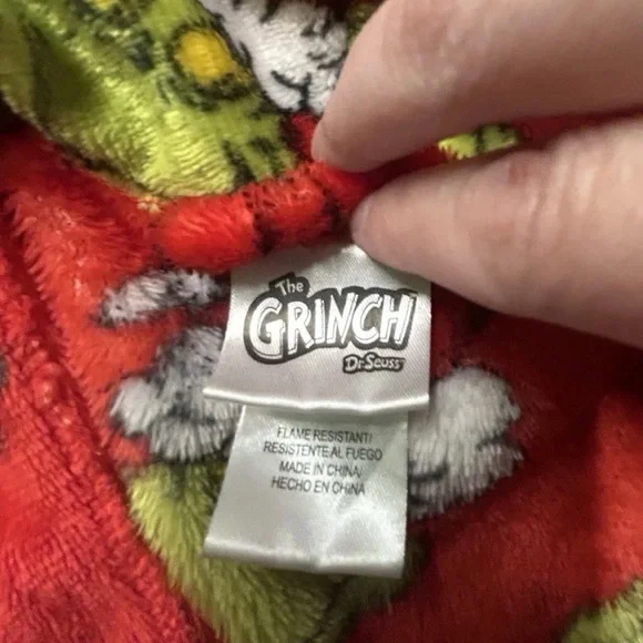 Toddler Dr. Suess The Grinch Red Christmas Bathrobe Size 4 - Picture 3 of 4